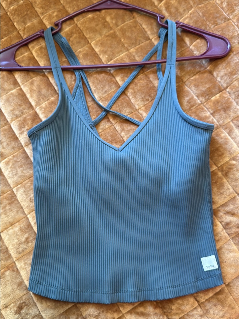Vuori Ribbed Strappy Tank Top in Dark Teal